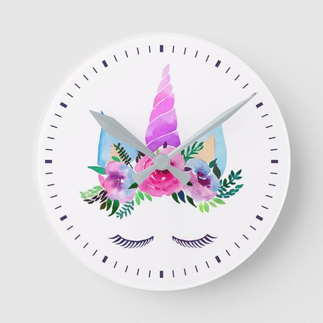 Horloge Ronde Face de licorne magique mignonne (Recto)