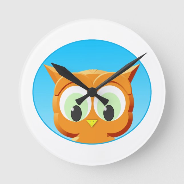Horloge Ronde Face D'Une Petite Chouette (Recto)