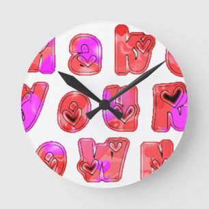 Horloge Ronde Faites votre propre coeur Art Design d'impression