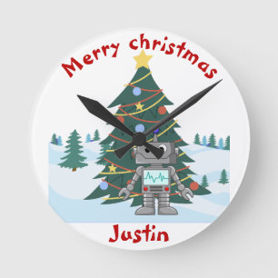 Horloge Ronde famille cadeau de noël, personnaliser nom personna