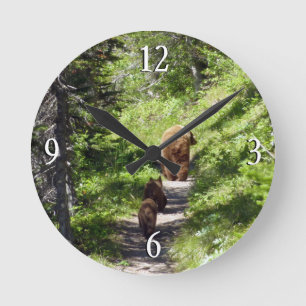 Horloge Ronde Famille d'ours brun