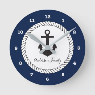 Horloge Ronde Famille manuscrite nautique de l'Ancre  