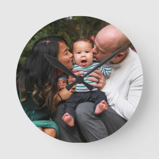 Horloge Ronde Famille personnalisée à deux faces