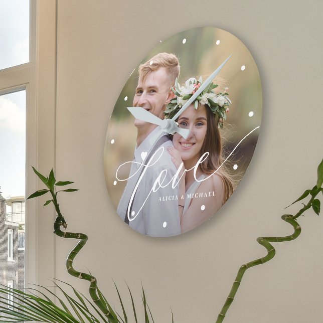Horloge Ronde Famille photo moderne amour nom (Créateur téléchargé)