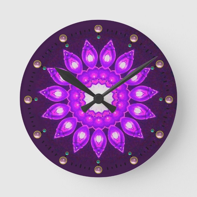 HORLOGE RONDE FANCY PURPLE FLOWER (Recto)