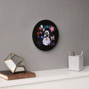 Horloge Ronde Fantôme rouge blanc Boo patriotique Halloween du 4
