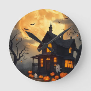 Horloge Ronde Fantômes mignons mais Éffrayants et forêt hantée