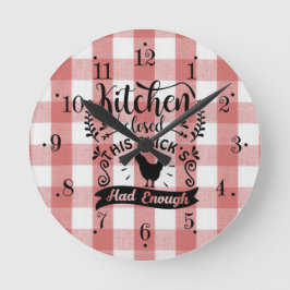 Horloge Ronde Farmhouse Red And White Gingham Kitchen Wall Clock