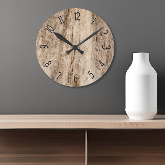 Horloge Ronde Faux Bois Vieux