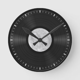 Horloge Ronde Faux disque vinyle fait sur commande