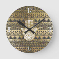 Faux Print Gold Hamsa main et Tribal Aztec