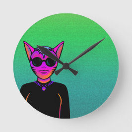 Horloge Ronde Feline character