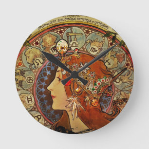 Horloge Ronde Femme de Zodiak par Mucha