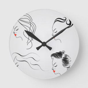 Horloge Ronde Femmes avec différentes coiffures