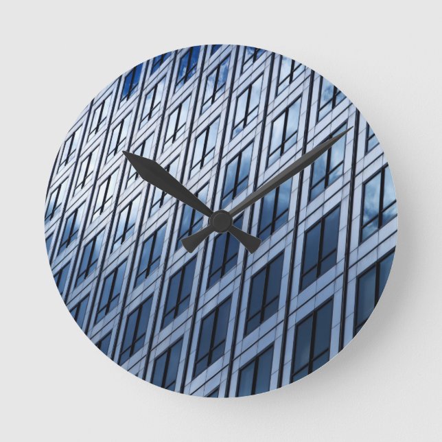 Horloge Ronde Fenêtres bleues Abstraites (Recto)