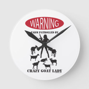 Horloge Ronde Ferme d'avertissement FUNNY patrouillée par Crazy 