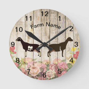 Horloge Ronde Ferme de chèvre laitière LaMancha personnalisée