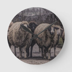 Horloge Ronde Ferme de ferme de campagne rustique troupeau de mo