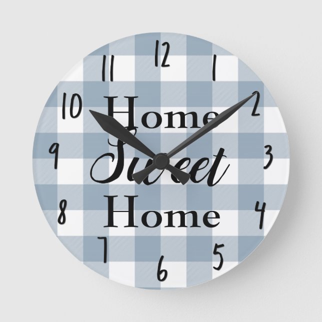 Horloge Ronde Ferme Rustic Blue Buffalo Plaid Carré (Recto)