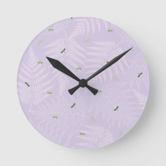 Horloge Ronde Ferns & Dragonflies