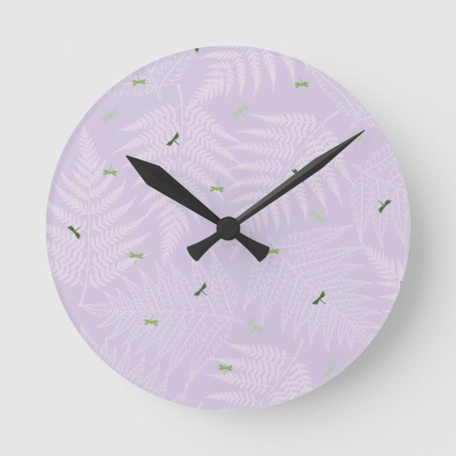 Horloge Ronde Ferns & Dragonflies (Recto)