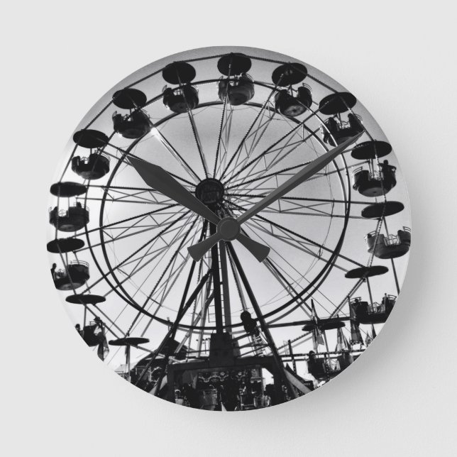 Horloge Ronde Ferris Wheel in Black and White Photo Venin (Recto)
