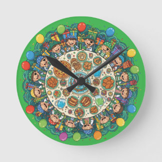 Horloge Ronde Fête de costume de pirate vert pour enfants