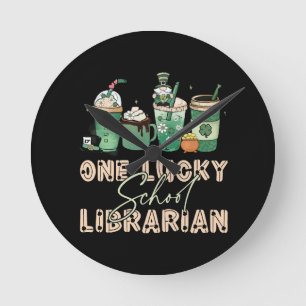 Horloge Ronde Fête de la Saint-Patrick Bibliothécaire Chanceux