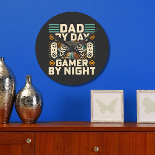 Horloge Ronde Fête des pères papa par jour Gamer par nuit