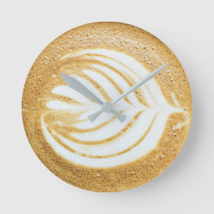 Horloge Ronde Feuille de mousse de café