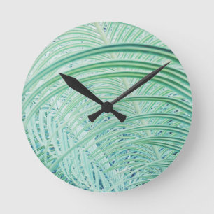 Horloge Ronde Feuille de palmier de plante verte douce