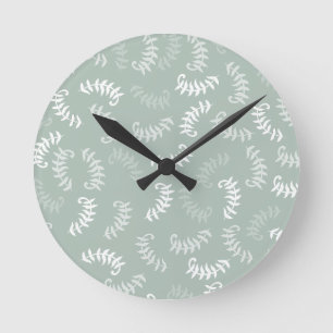 Horloge Ronde Feuilles botaniques verts turquoises