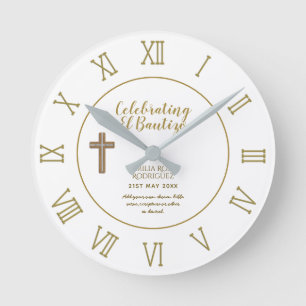 Horloge Ronde Feuilles botaniquesBautizo Bautismo Nom du baptême