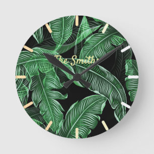 Horloge Ronde Feuilles de la jungle luxuriante
