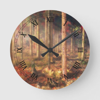 Horloge Ronde Feuilles de l'horloge or