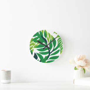 Horloge Ronde Feuilles et plantes tropicales