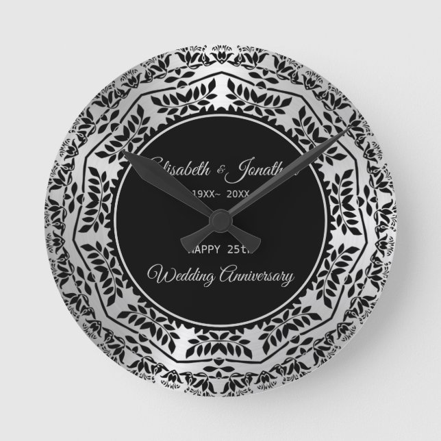 Horloge Ronde Feuilles Mandala 25e anniversaire (Recto)