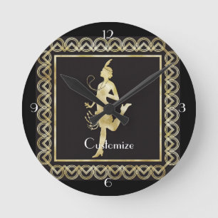 Horloge Ronde Fille Flapper des années 1920 Thunder_Cove 