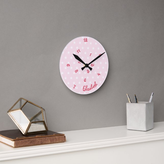 Horloge Ronde Filles Nom Funny Jumbled Heures mignonnes Rose Éto (Bureau)