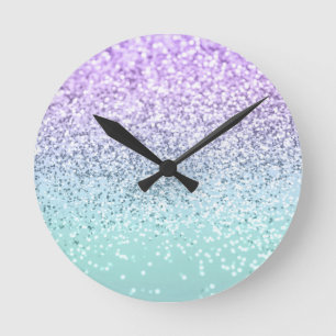 Horloge Ronde Filles Sirènes Parties scintillant 1b (Parties sci