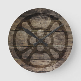 Horloge Ronde Film rustique Reel Reel Wood Look