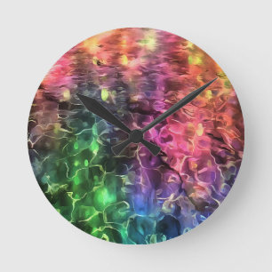 Horloge Ronde Fin De L'Art Abstrait Arc-En-Ciel
