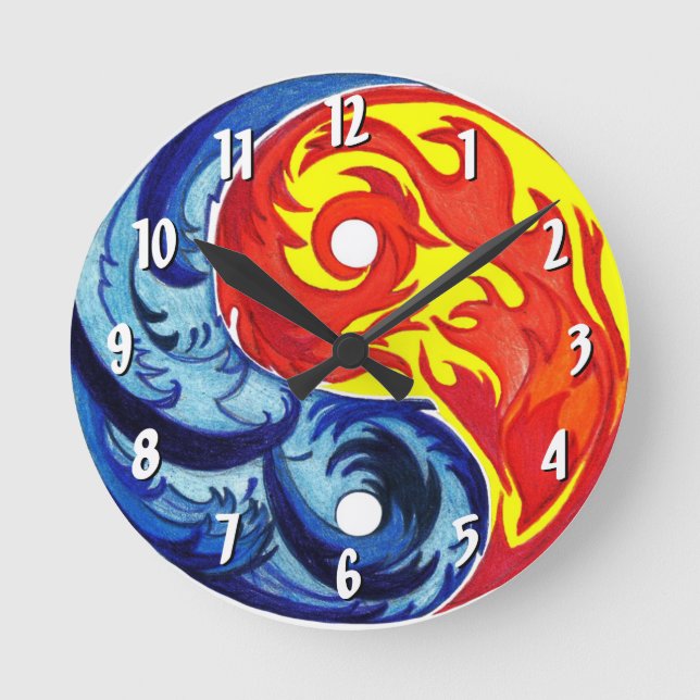 Horloge Ronde Fire and Ice Yin-Yang Wall Clock (Recto)