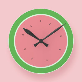 Horloge Ronde Flacon de pastèque rose et vert Été moderne