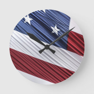 Horloge Ronde Flag patriotique américain rouge, blanc et bleu
