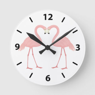 Horloge Ronde Flamant rose rose double