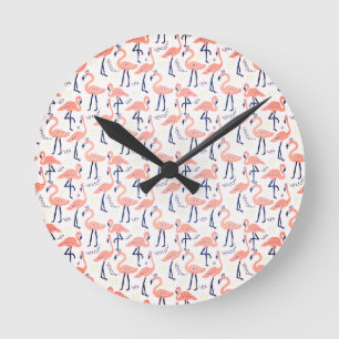 Horloge Ronde Flamants roses mignons