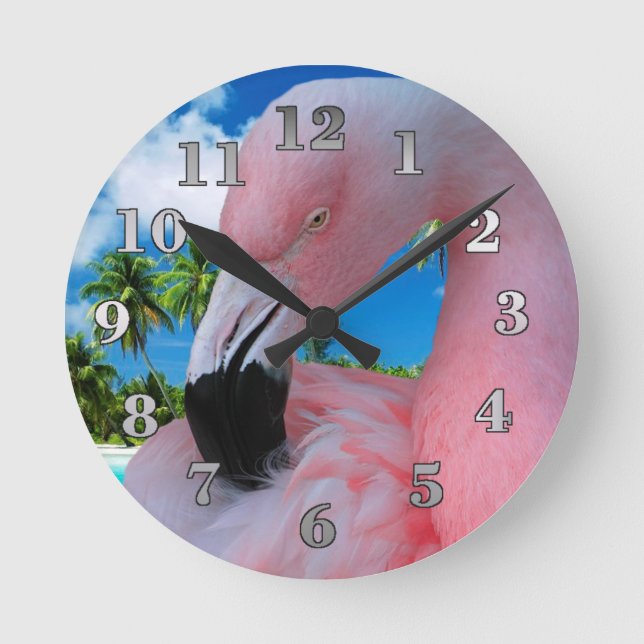 Horloge Ronde Flamingo and Beach (Recto)