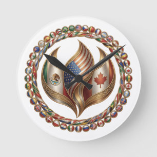 Horloge Ronde Flamme de l'unité internationale avec emblème de d