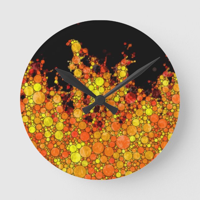 Horloge Ronde Flammes de feu noir cool (Recto)